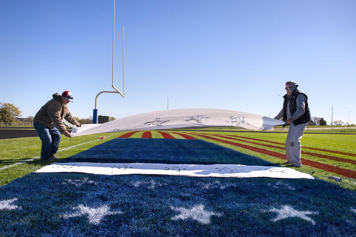 Painting End Zone American Flag